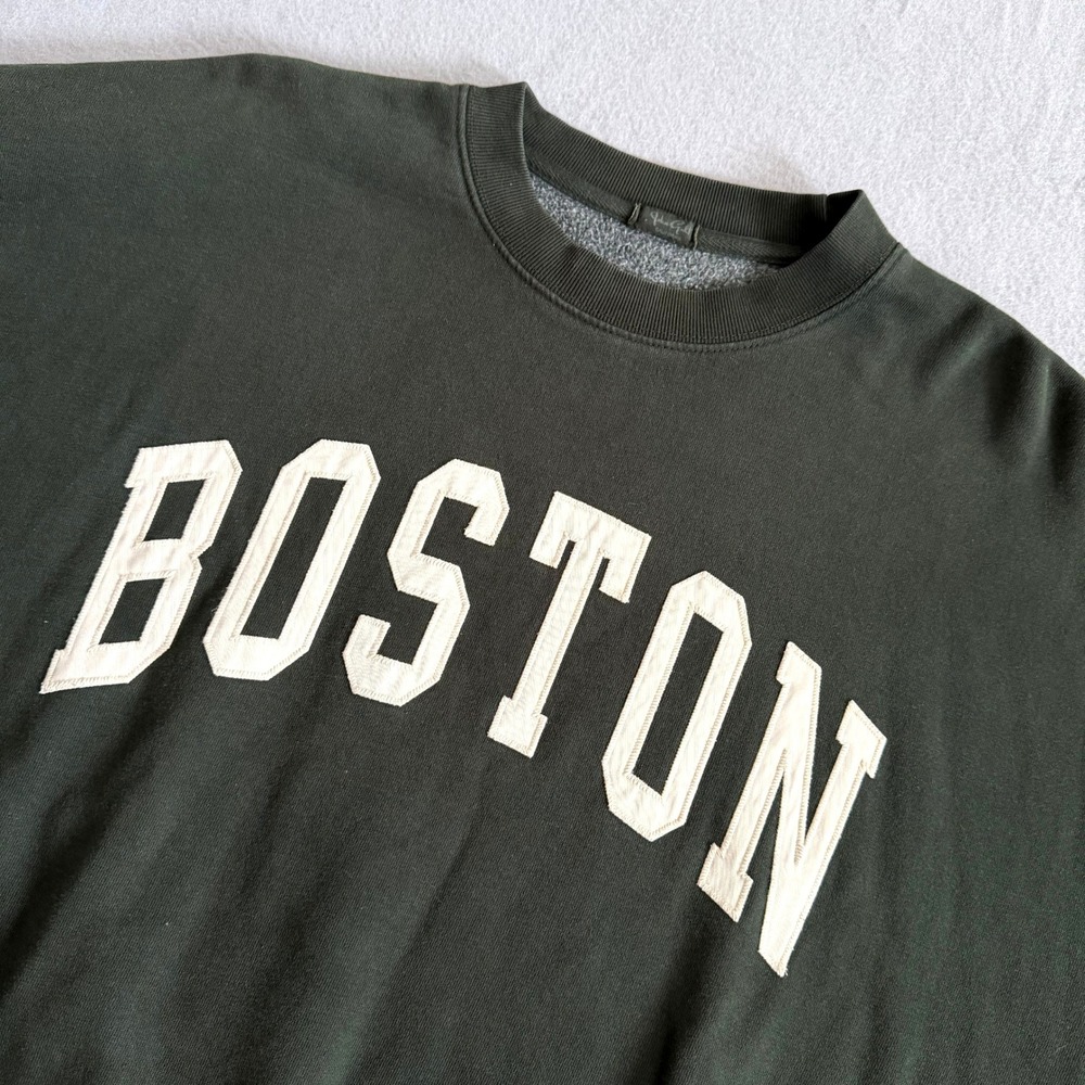 John Galt Boston Sweatshirt Women OS Green Oversized Crewneck Fall Fashion Retro